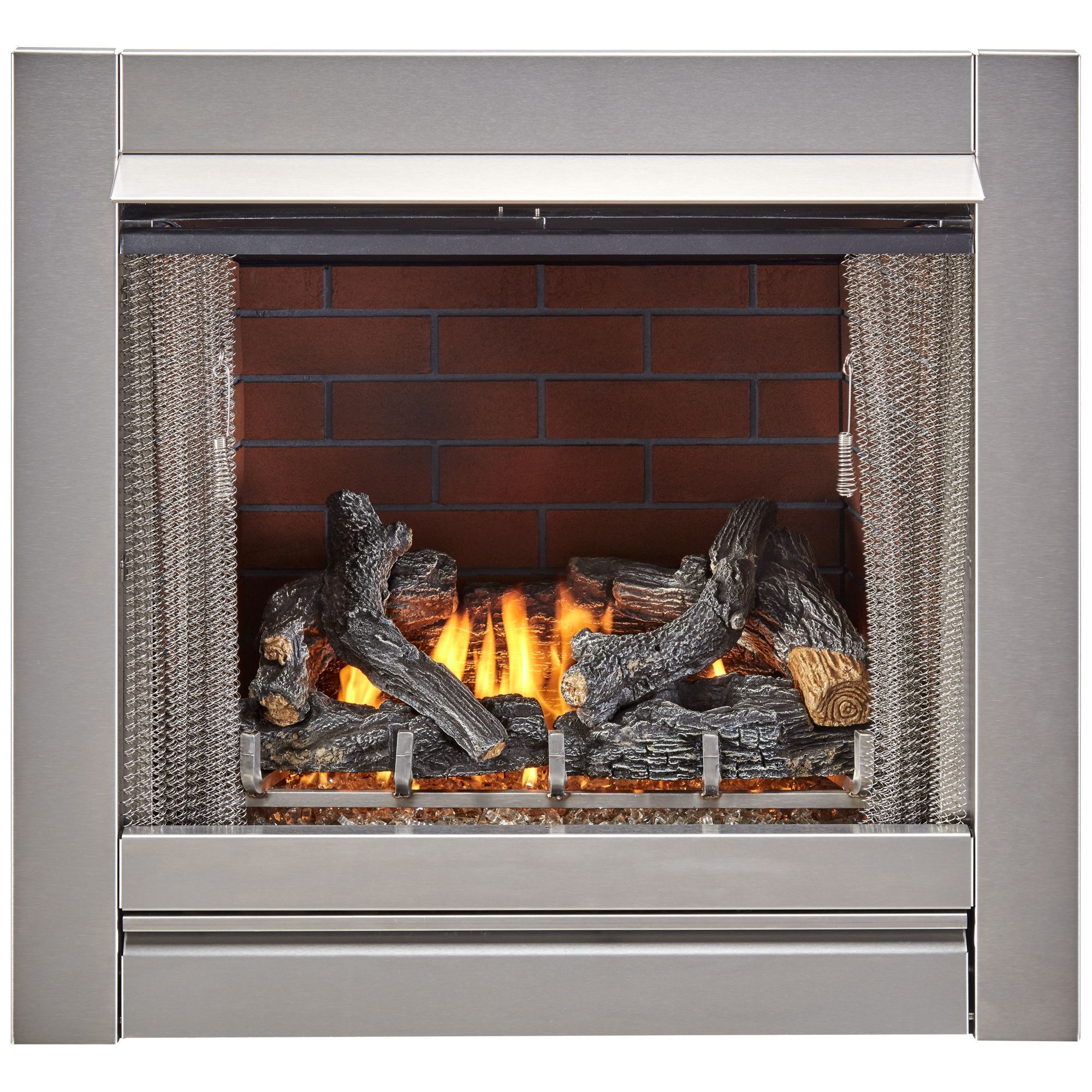 Bluegrass Living, Outdoor Fireplace Insert With Concrete Log Set an, Heat Output 32000 Btu/hour, Heating Capability 1500 ft², Model# DF450SS-L-VR